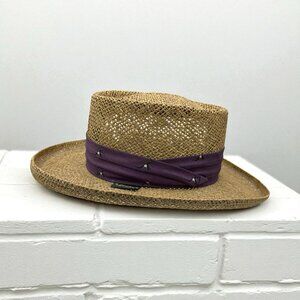 Chi Chi Rodriguez Mens Straw Golf Hat Purple Band Longhorns One Size Vintage